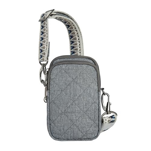 Travelon Unisex's Boho Anti-Theft 2 przegrody telefon crossbody, szary wrzos, Szary wrzos