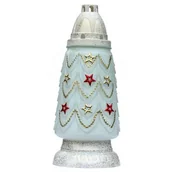 Lampiony i znicze - Znicz szklany choinka Z-71 26 cm beżowo-biały - miniaturka - grafika 1