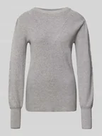 Swetry damskie - Sweter z dzianiny z prążkowanymi wykończeniami model ‘KANITA’ - miniaturka - grafika 1