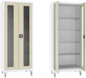 Meble i wyposażenie gabinetów medycznych - XSML.112.9010.7032 mobilna szafa lekarska 2-skrzydłowa 1-komorowa biało-szara na kołach - miniaturka - grafika 1