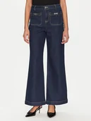 Spodnie damskie - Morgan Jeansy 251-PSOFT Granatowy Wide Leg - miniaturka - grafika 1