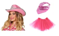 Stroje karnawałowe - 1 Zestaw Strój Kowbojki TuTu 40cm ZES661 Różowa Kapelusz Bandanka 3el - miniaturka - grafika 1