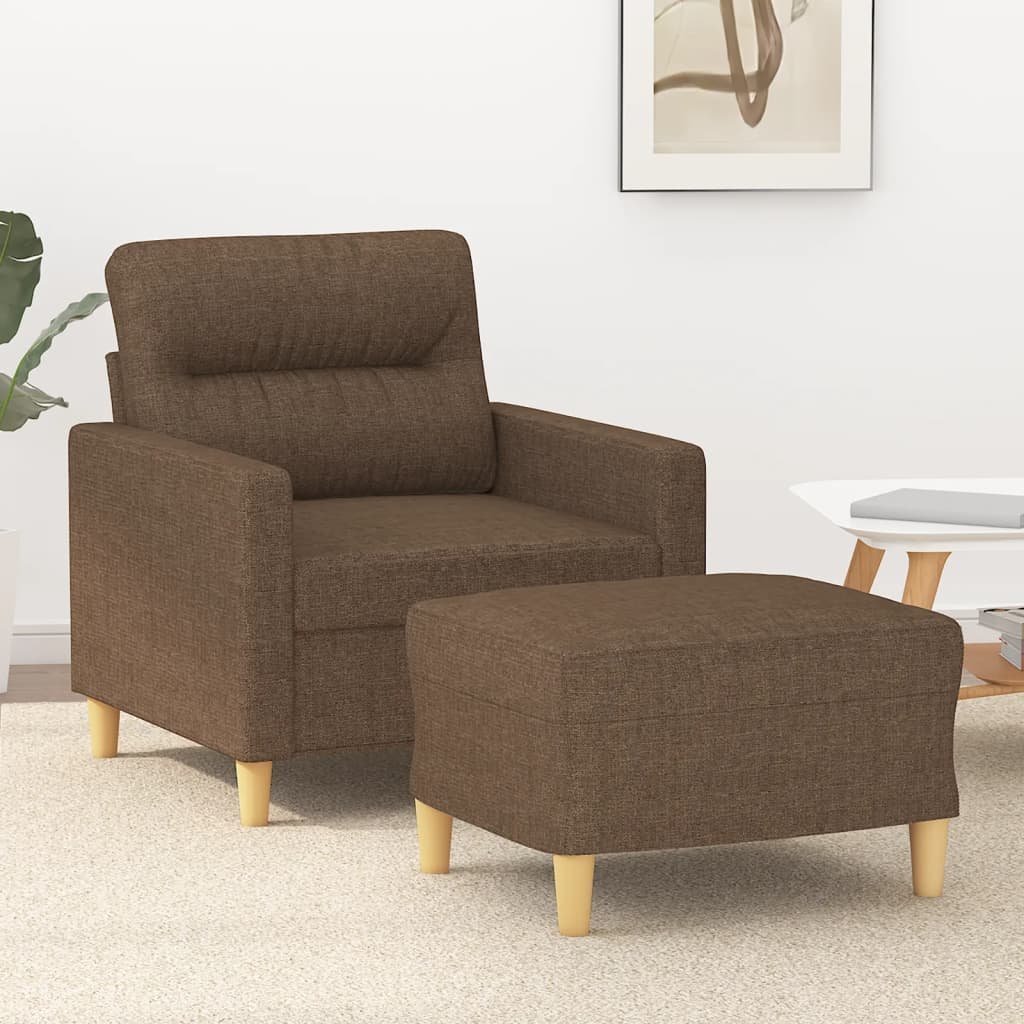 vidaXL vidaXL Fotel z podnóżkiem, brązowy, 60 cm, obity tkaniną