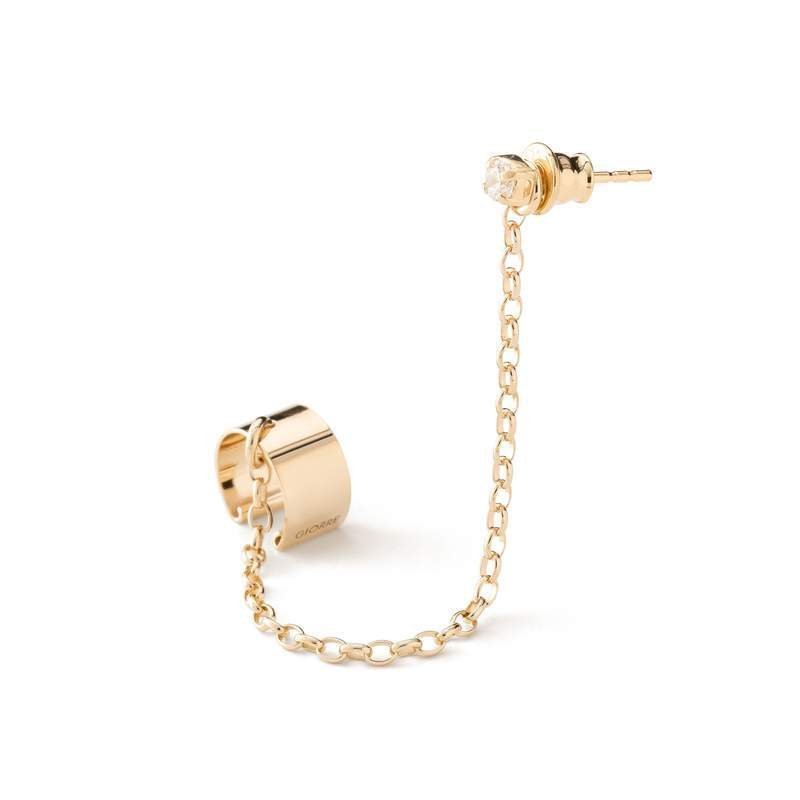 Kolczyk nausznica z białą cyrkonią 3mm, srebro 925 : Srebro - kolor pokrycia - Pokrycie żółtym 18K złotem