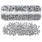 Inne - TEMU 3400szt. Zestaw kryształków Hotfix, sztuczne kryształy, 6 rozmiarów płaskich kryształków okrągłych, z tyłu klejone żelazkiem, do majsterkowania, - miniaturka - grafika 1