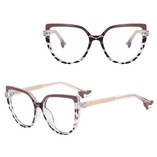 Damskie Okulary NA OBCASIE zerówki do komputera kocie BLUE LIGHT 25159E Brązowe/Panterkowe - Okulary korekcyjne, oprawki, szkła - miniaturka - grafika 1