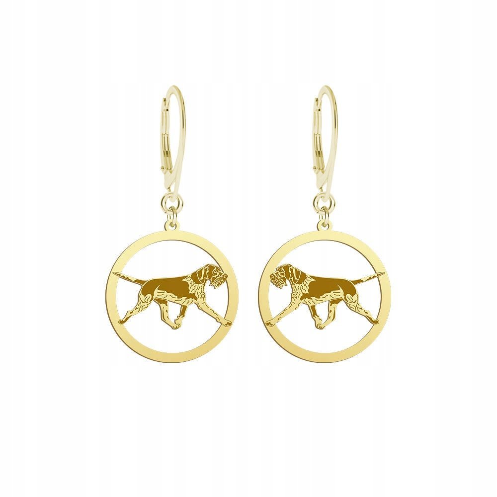 Kolczyki Złote z Wyżeł Niemiecki Szorstkowłosy 925 Prezent GRAWER GRATIS