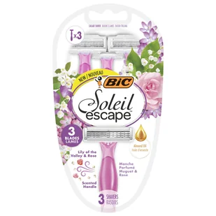 BIC Soleil Escape, maszynka do golenia dla kobiet, jednorazowa, trzyostrzowa, Lily of the Valley & Rose, 3 sztuki - Maszynki do golenia i wkłady - miniaturka - grafika 1