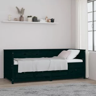 Lumarko Łóżko dzienne, czarne, 90x200 cm, lite drewno sosnowe - Łóżka - miniaturka - grafika 1