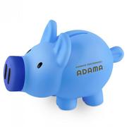 Skarbonki - Murrano Skarbonka świnka niebieska z grawerem dla chłopca na roczek SKRB-N-012 - miniaturka - grafika 1