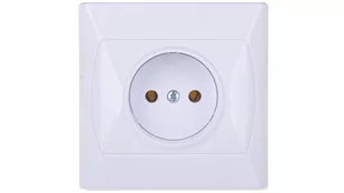 Gniazdo pojedyncze AKCENT białe bez uziemienia - Gniazdka elektryczne - miniaturka - grafika 1