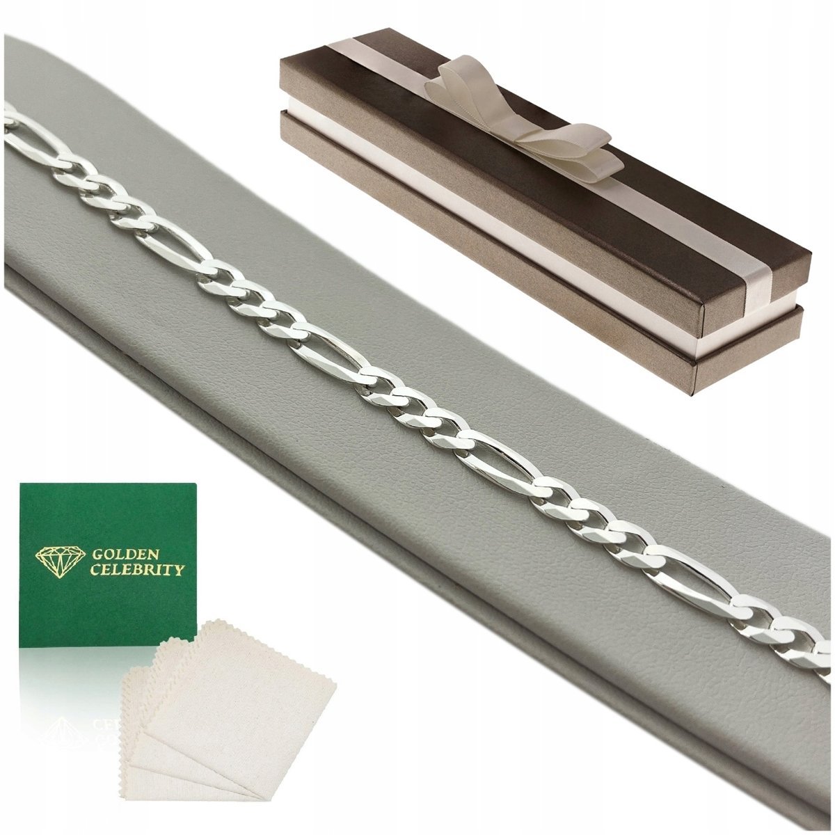 Elegancka Męska Bransoletka Figaro 21Cm/7Mm Srebro Próba 925 Prezent+Gratis