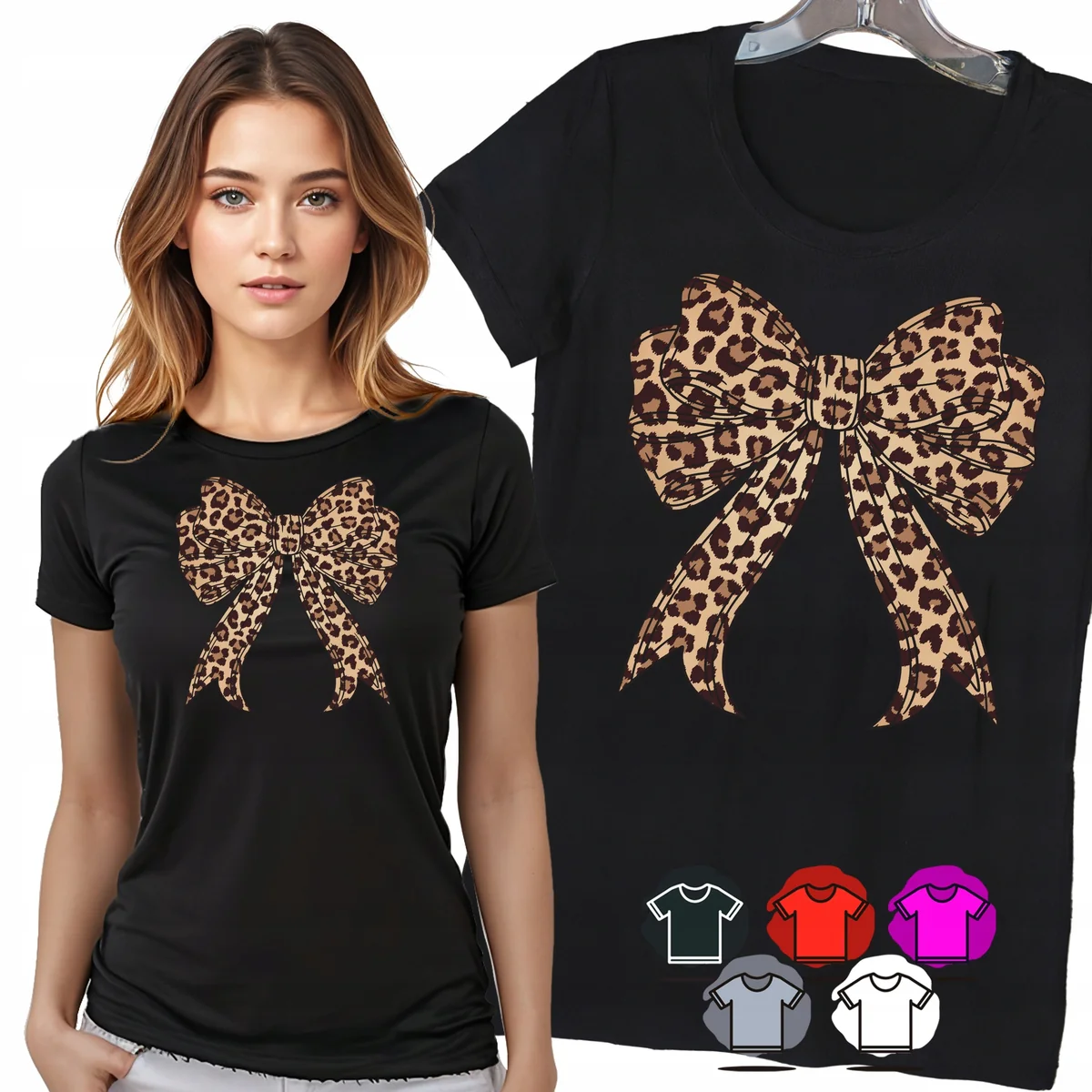 KOSZULKA DAMSKA T-SHIRT - PANTERKOWA KOKARDKA MODNY STYL DLA NIEJ WZÓR - XX