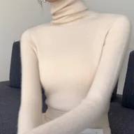 Swetry damskie - TEMU Damski Sweter Zimowy Dopasowany - Elegancki Sweter z Dekoltem w Serek, DﾅＶgi Rﾄ冖aw, Kontrolujﾄ�cy Brzuch, Warstwowy Top, Moﾅｼliwoﾅ崙� Prania w - miniaturka - grafika 1
