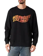 Bluzy męskie - Wrangler Bluza męska Graphic Crew, czarna, średnia - miniaturka - grafika 1