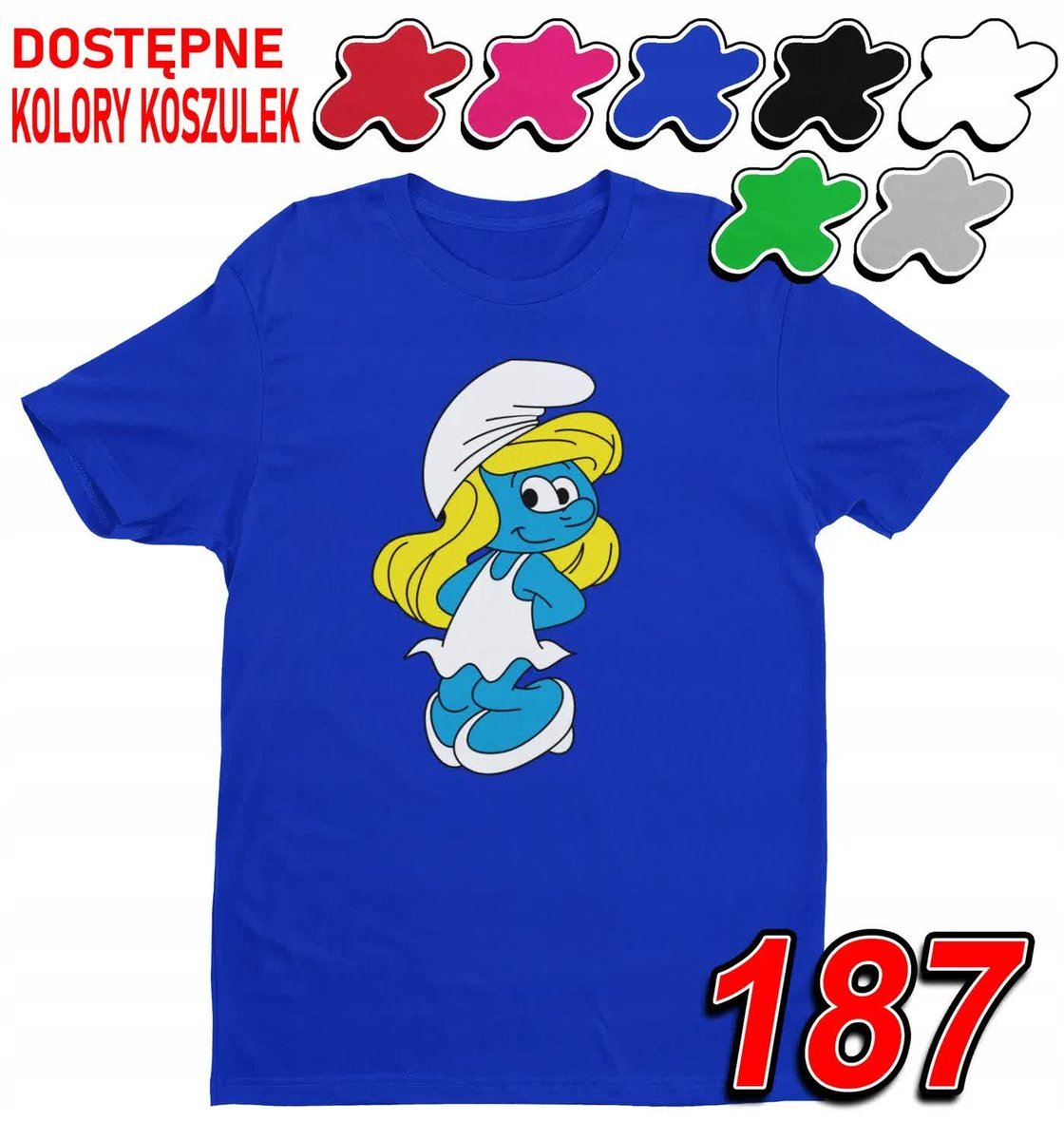 Dziecięca Koszulka T-Shirt Z Nadrukiem Duży Wybór Smerfetka - L 146-152