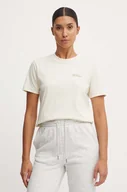 Koszulki sportowe damskie - Jack Wolfskin t-shirt bawełniany damski kolor beżowy - miniaturka - grafika 1