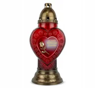 Lampiony i znicze - Znicz dla Dziadka 38 cm Czerwony DP739 Znicz Serce z Dedykacją z Wkładem - miniaturka - grafika 1