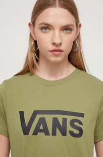 Vans t-shirt bawełniany kolor zielony - Koszulki sportowe damskie - miniaturka - grafika 1
