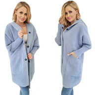 Płaszcze damskie - ALPAKI PŁASZCZ kurtka WEŁNA BABY BLUE oversize DŁUGI - miniaturka - grafika 1