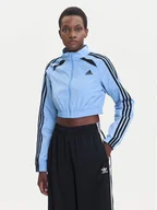 Bluzy damskie - adidas Bluza Teamgeist adicolor JZ8277 Błękitny Slim Fit - miniaturka - grafika 1
