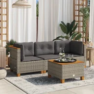 Sofy ogrodowe - vidaXL 3-osobowa sofa ogrodowa z poduszkami, szara, polirattan - miniaturka - grafika 1