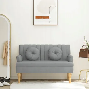Ławka z poduszkami, jasnoszara, 113x64,5x75,5 cm, tkanina - Ławki do przedpokoju - miniaturka - grafika 1