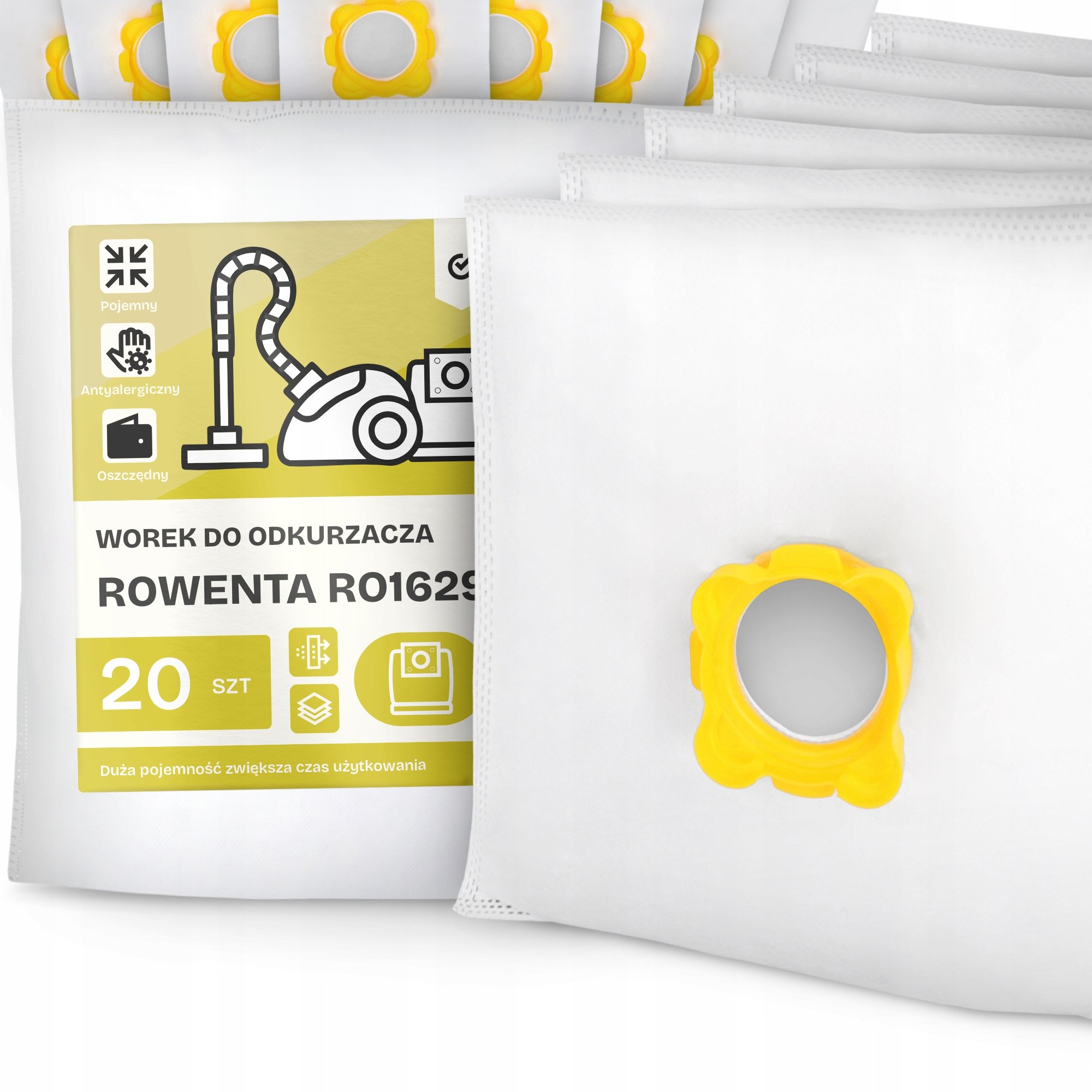 20x Worek do Odkurzacza Rowenta RO1629 Syntetyczny Mikrowłókna Duży Work G9
