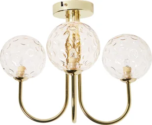 BELIANI Lampa sufitowa beżowa ze złotym szklane klosze metalowa 3-punktowa wygląd glam do salonu - Oprawy, klosze i abażury - miniaturka - grafika 1