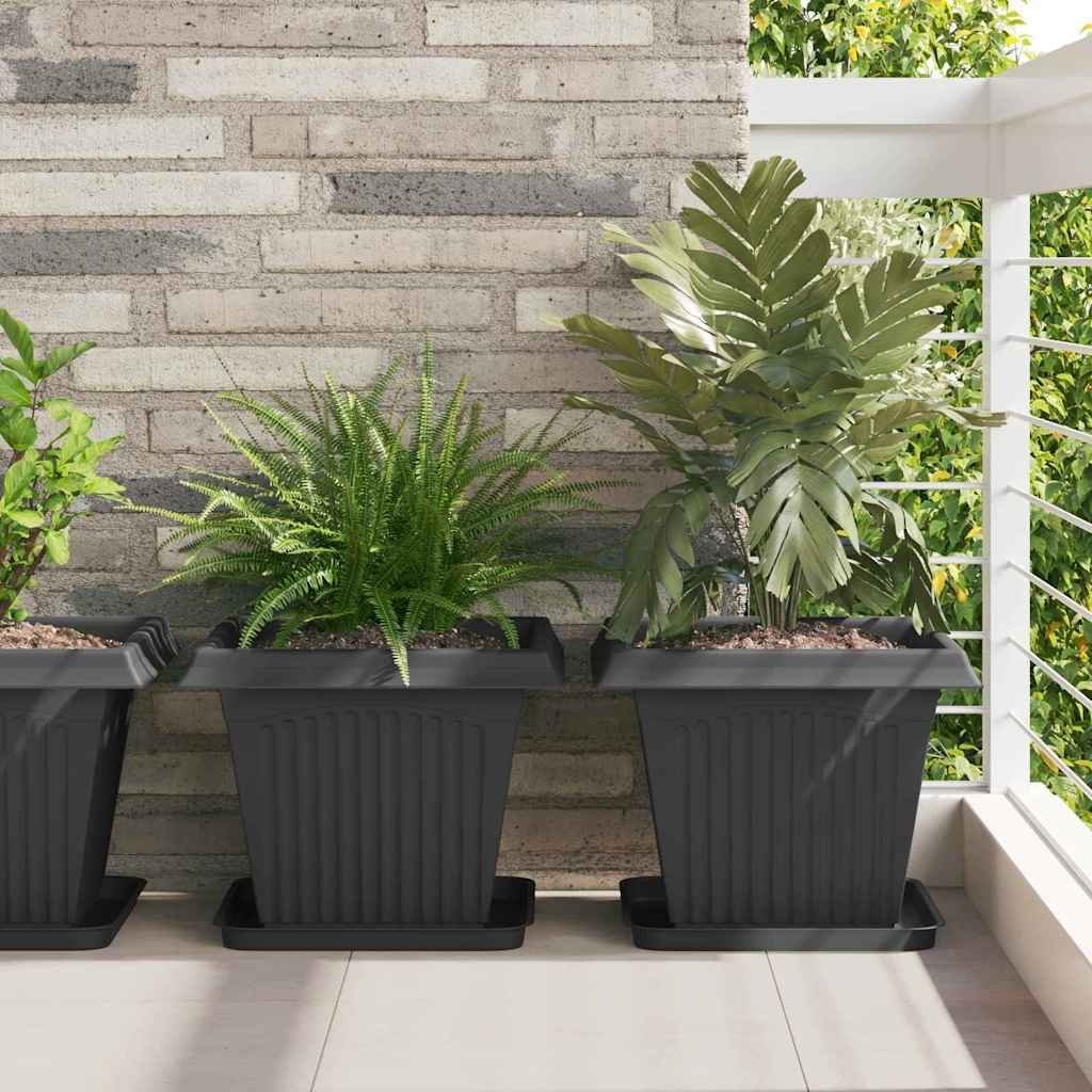 vidaXL Doniczki 24 pcs Czarny 38 x 38 x 30 cm Z tworzywa sztucznego