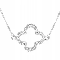 Naszyjniki - Naszyjnik Srebrny z Kwiatem Koniczyna Koniczynka Kwiat Roślina SREBRO 925 - miniaturka - grafika 1