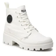 Botki damskie - Trapery Palladium Pallabase Twill 96907-116-M Biały - miniaturka - grafika 1