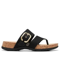 Clarks Skórzane japonki "Reileigh Park" w kolorze czarnym - Klapki i japonki damskie - miniaturka - grafika 1