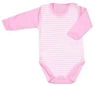 Body dla niemowląt - Body długi rękaw PASKI RÓŻ r 80 KLEKLE - miniaturka - grafika 1