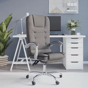 vidaXL Rozkładany fotel masujący, kolor taupe, obity tkaniną - Fotele - miniaturka - grafika 2