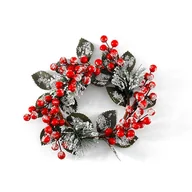 Ozdoby bożonarodzeniowe - Stroik z ostrokrzewem 25 cm ośnieżony - miniaturka - grafika 1