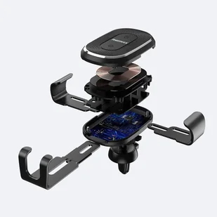 Remax grawitacyjny uchwyt samochodowy na kratkę wentylacyjną + bezprzewodowa ładowarka Qi 10W czarny (RM-C38) - Ładowarki do telefonów - miniaturka - grafika 4