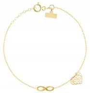 Bransoletki - ZŁOTA BRANSOLETKA NIESKOŃCZONOŚĆ SERCE LOVE 333 - miniaturka - grafika 1