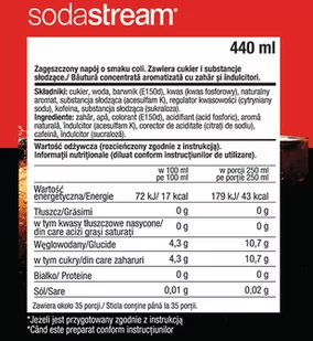 SODASTREAM Syrop SodaStream COLA 440 ml 6275-uniw - Śmietanki i dodatki do kawy - miniaturka - grafika 2