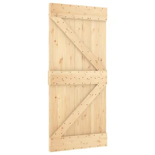 Drzwi przesuwne z osprzętem, 95x210 cm, lite drewno sosnowe 8721012081550 - Drzwi wewnętrzne - miniaturka - grafika 4