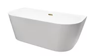 Wanny - Wanna wolnostojąca Besco Vica New 150x80 cm owalna biały połysk syfon z przelewem slim złoty WAS-150VNZL - miniaturka - grafika 1