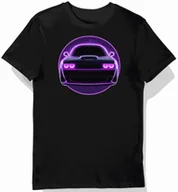 Koszulki męskie - Koszulka męska czarna z grafiką fioletowego Dodge M - miniaturka - grafika 1