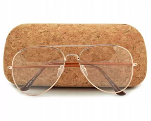 Okulary zerówki Pilotki Aviatory metal złote - Okulary korekcyjne, oprawki, szkła - miniaturka - grafika 1