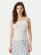 Koszulki i topy damskie - Tommy Jeans Top Essential DW0DW20675 Beżowy Slim Fit - miniaturka - grafika 1