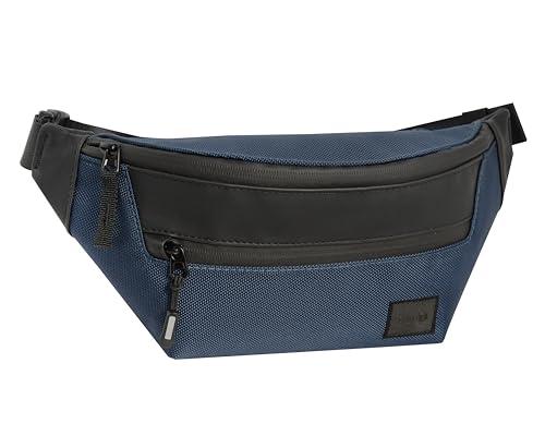 Comix U - saszetka biodrowa z główną komorą, 2 płaskie kieszenie z przodu i z tyłu, praktyczne zamki błyskawiczne i regulowany pasek na pasek, 29 x 15 x 8 cm, czarny, niebieski, 29x15x8 cm, Casual