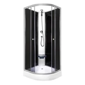 Kabiny prysznicowe - Novoterm Kabina prysznicowa zabudowa czterościenna z siedziskiem 90x90 Evora Black - miniaturka - grafika 1