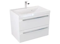 Szafki łazienkowe - Szafka Wisząca Z Umywalką ATH 60 cm - Biały Mat - Uchwyty Chromowane - miniaturka - grafika 1