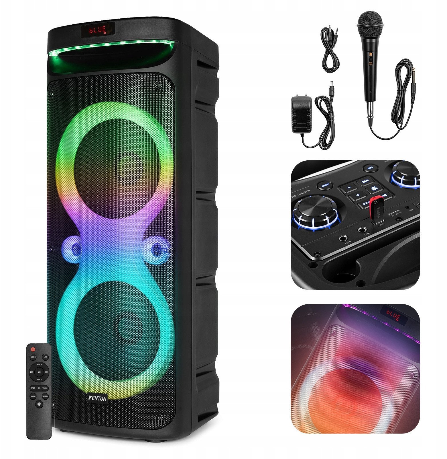 Głośnik imprezowy Track610 z oświetleniem LED Fenton one size