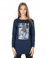 Bluzy damskie - Długa Bluza Tunika Damska Bawełniana 249-04 r L - miniaturka - grafika 1