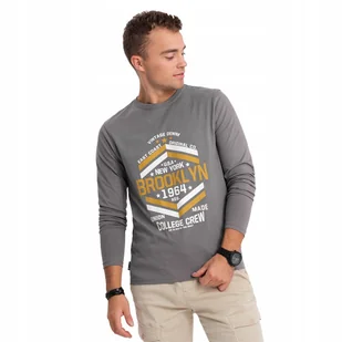 Longsleeve męski z nadrukiem w stylu collegowym szary V1 OM-LSPT-0117 L - Koszulki męskie Longsleeve męski z nadrukiem w stylu collegowym szary V1 OM-LSPT-0117 L - Koszulki męskie - miniaturka - grafika 1
